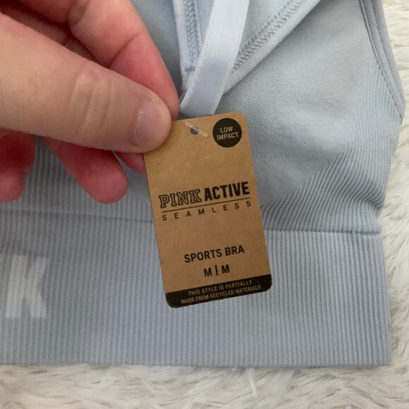 PINK Active Powder Blue Seamless Low Impact Padded Sports Bra - Medium - NEW - Picture 3 of 7